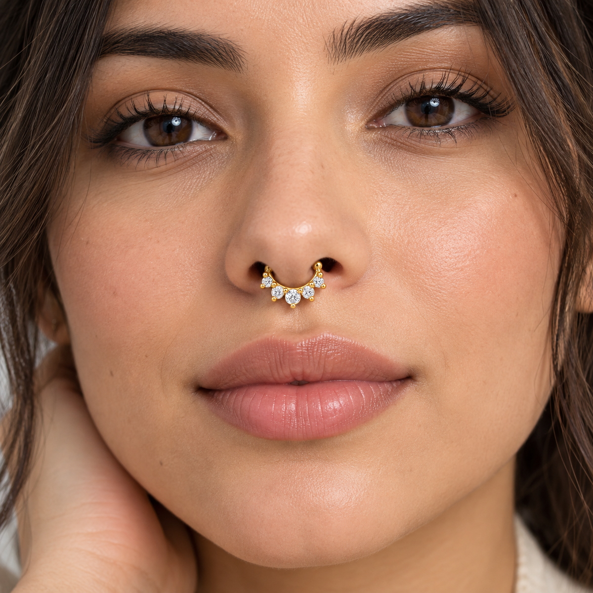 Curved Faux Septum Nose Ring - 925 Sterling Silver