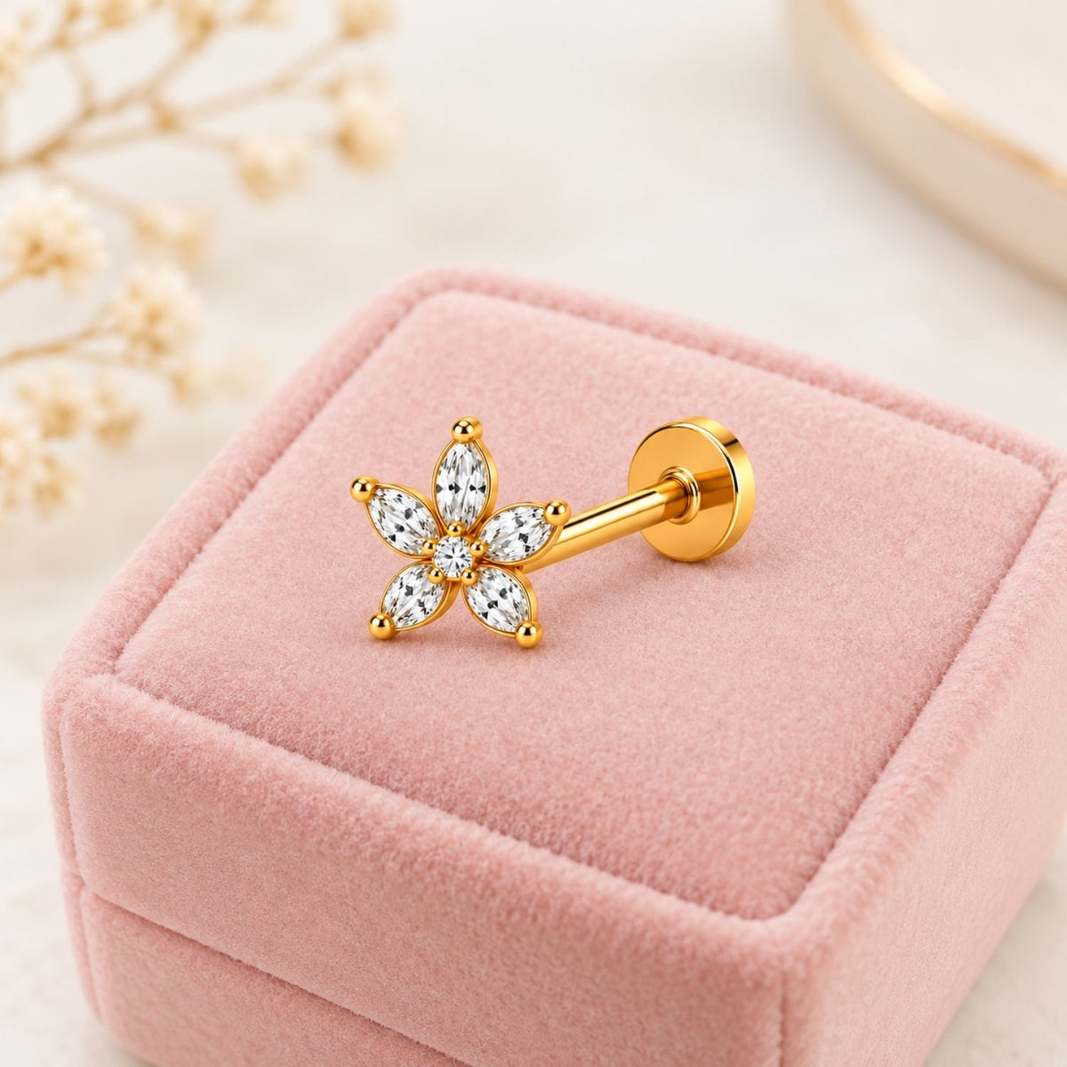 Marquise Star Flower Nose Pin - 925 Sterling Silver