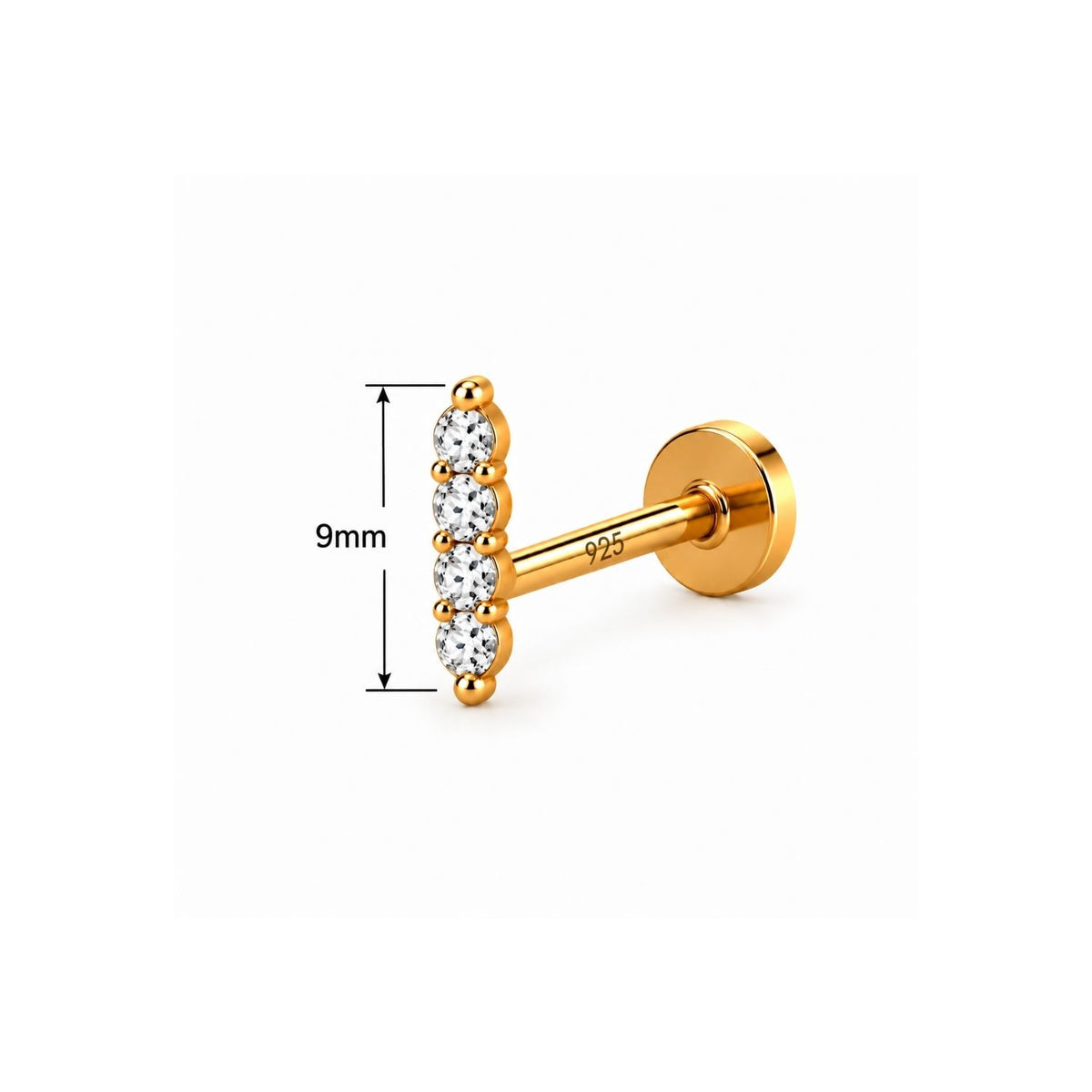 Bar Nose Pin - 925 Sterling Silver