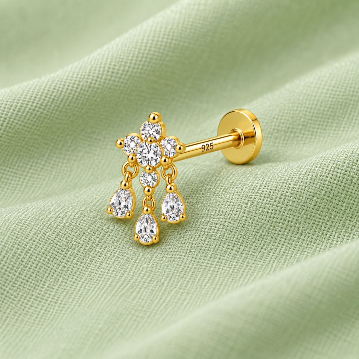 Chandelier Drop Nose Pin - 925 Sterling Silver