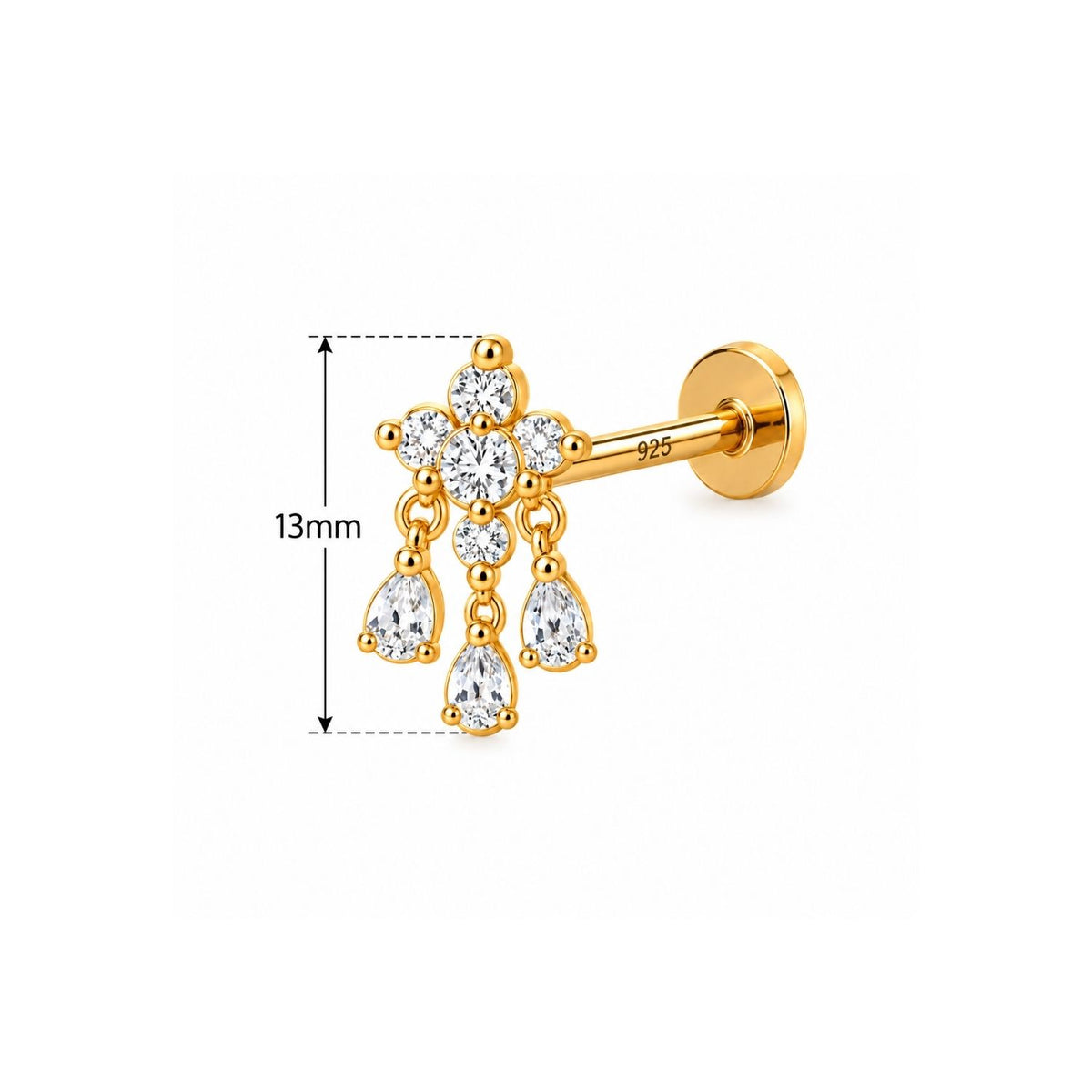 Chandelier Drop Nose Pin - 925 Sterling Silver