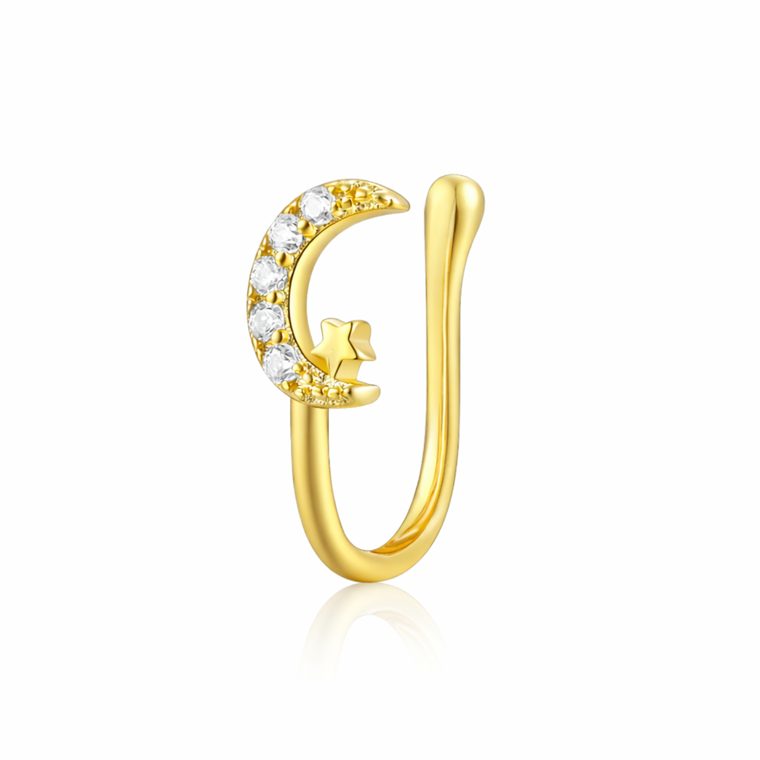 Moon Star Nose Pin – Sterling Silver