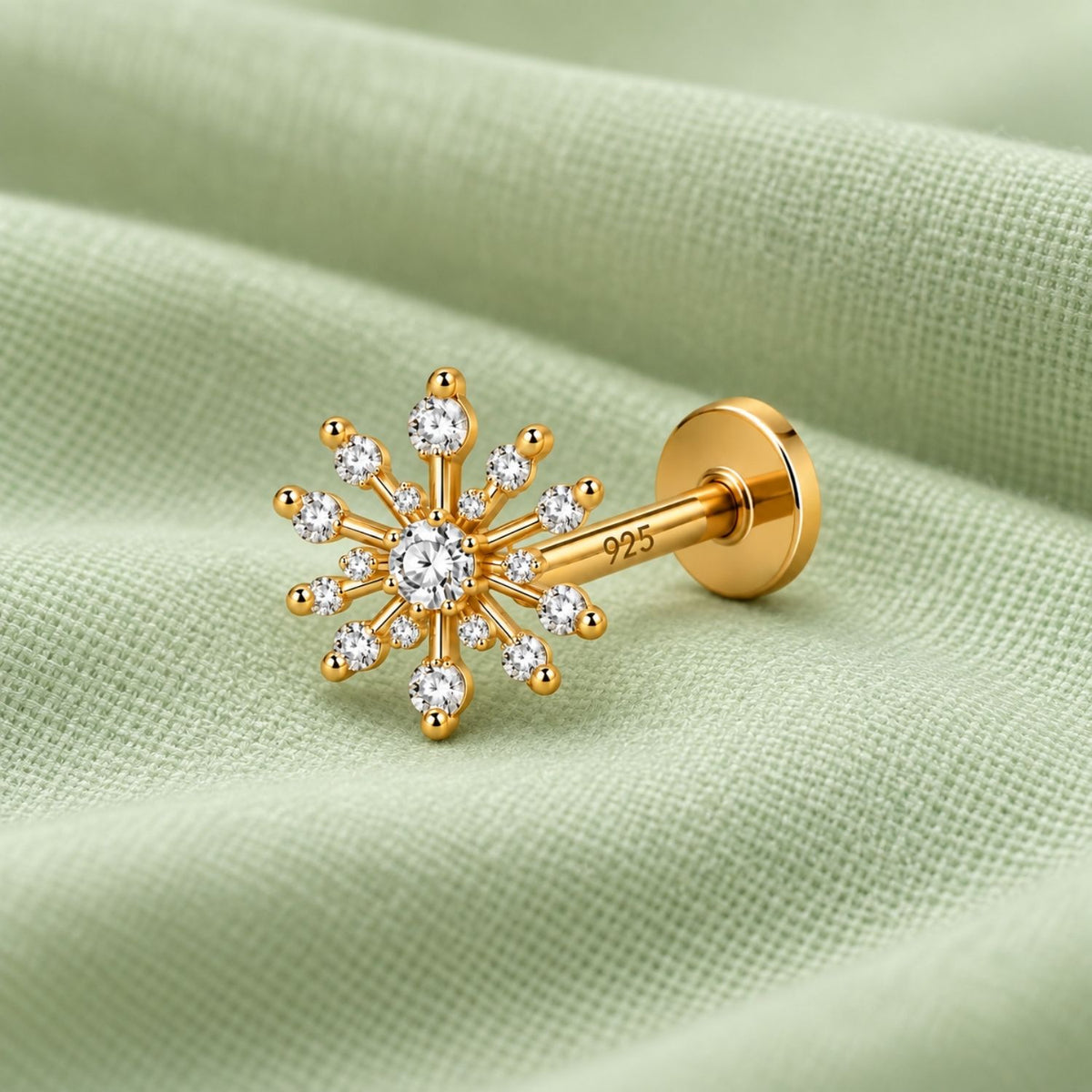 Snowflake Nose Pin - 925 Sterling Silver