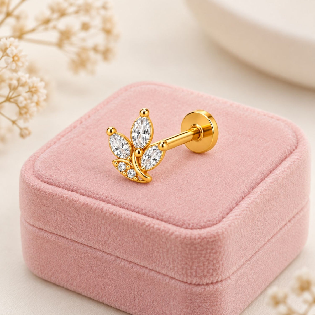 Leaf Nose Pin - 925 Sterling Silver