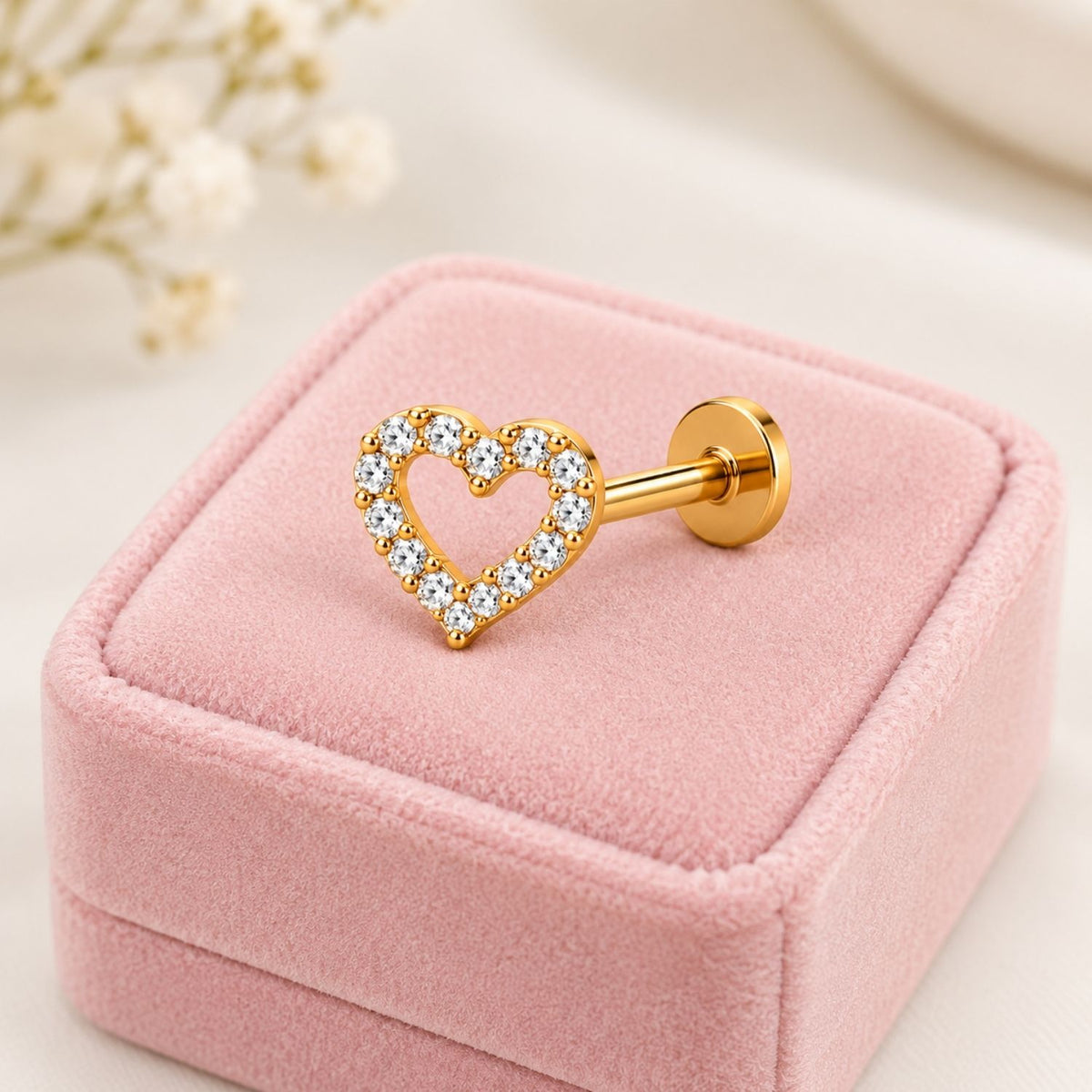 Open Heart Nose Pin - 925 Sterling Silver