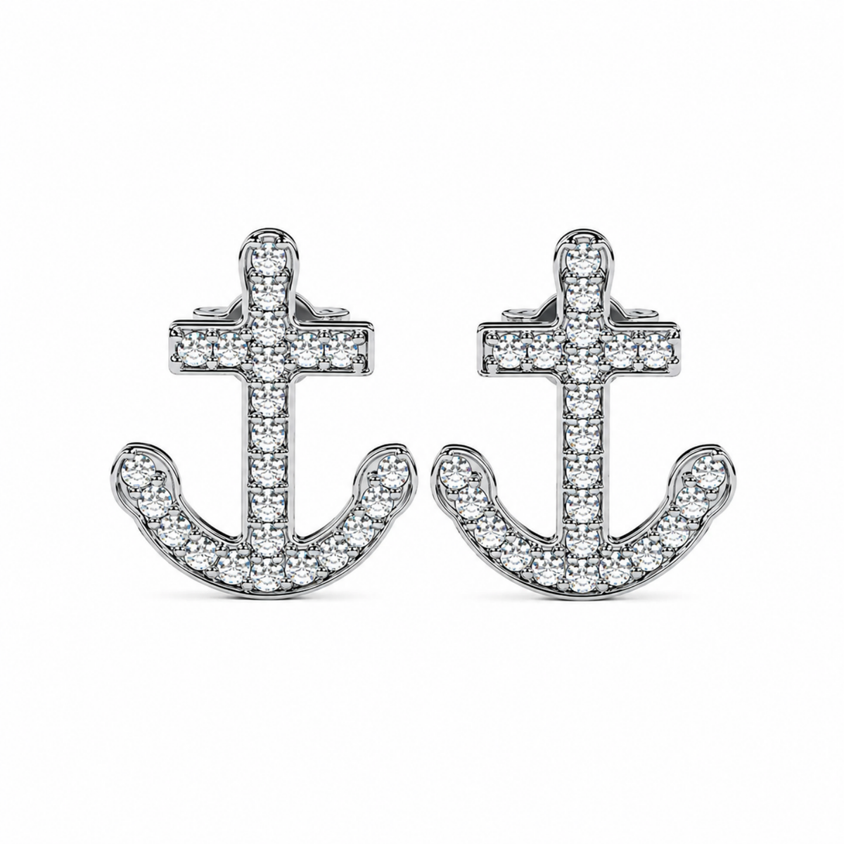Pavé White Cz Anchor Stud Earrings - 925 sterling silver earrings for women