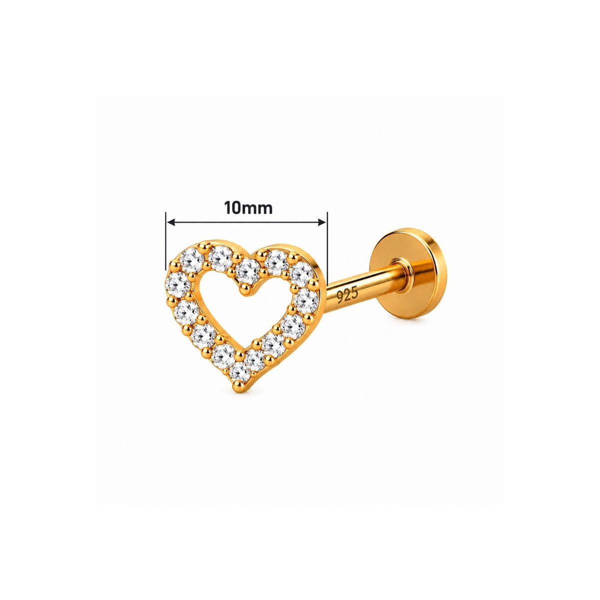 Open Heart Nose Pin - 925 Sterling Silver