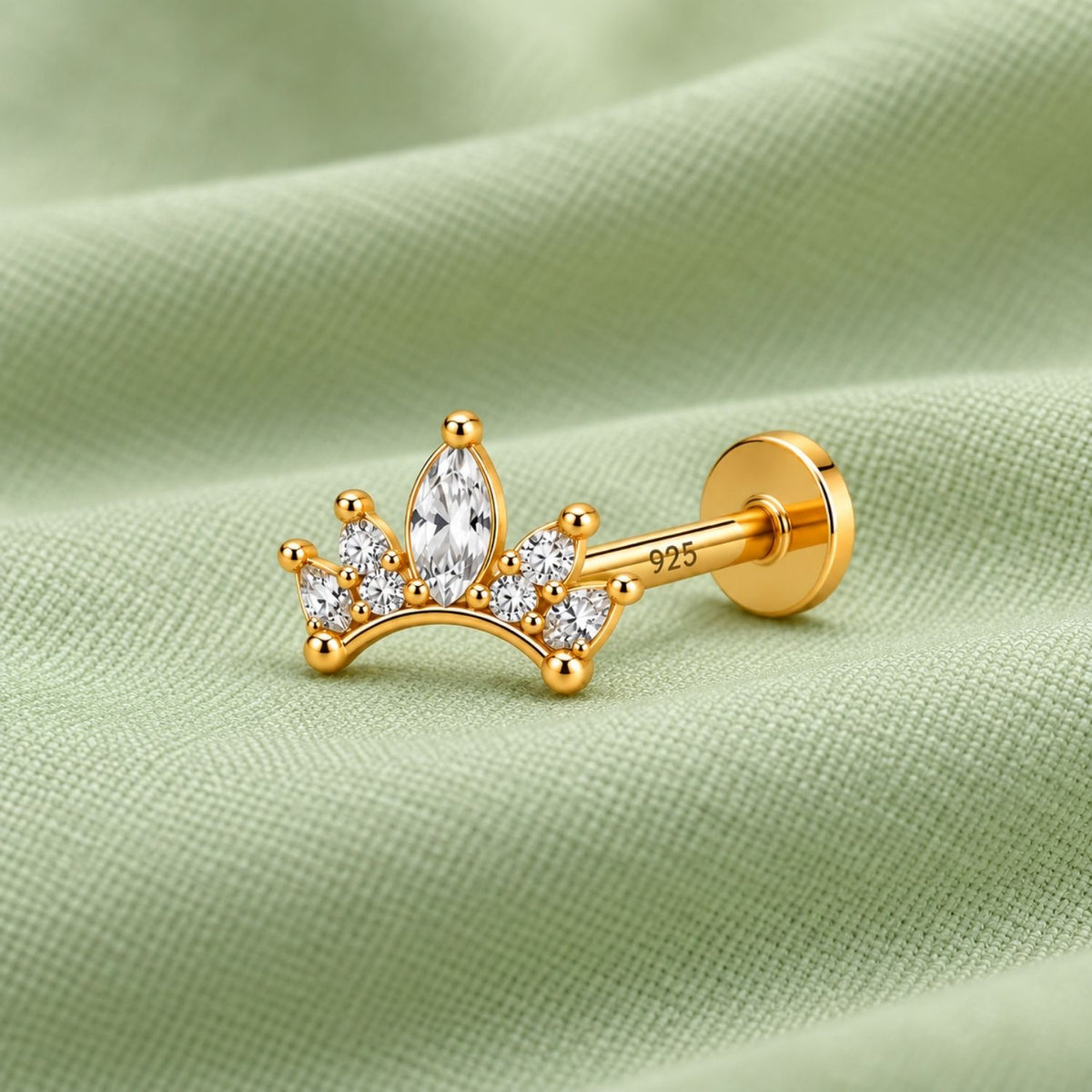 Crown Nose Pin - 925 Sterling Silver