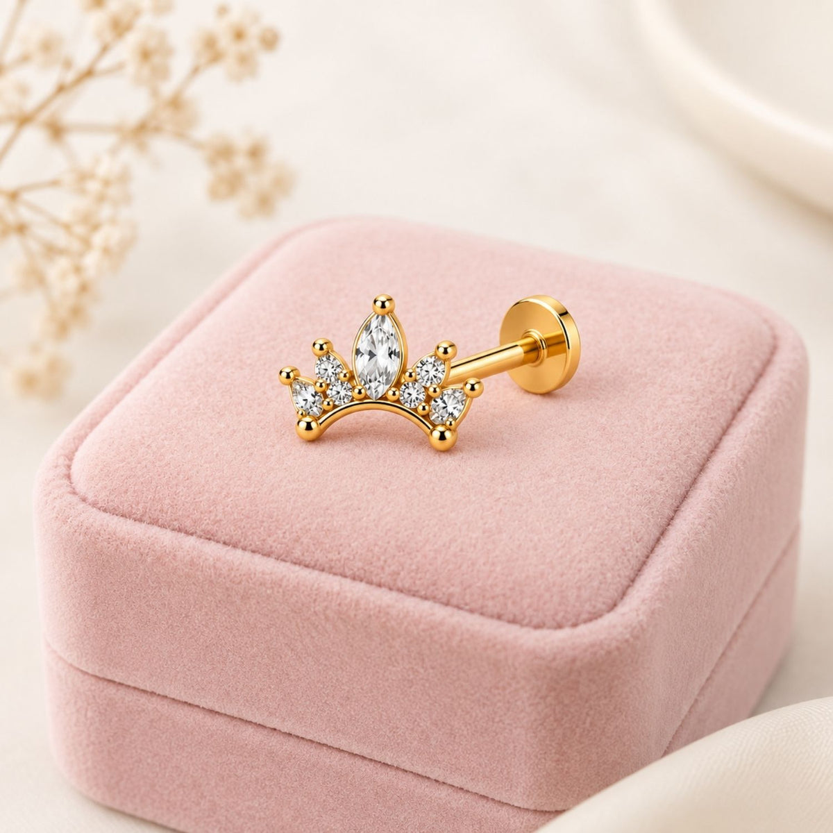 Crown Nose Pin - 925 Sterling Silver