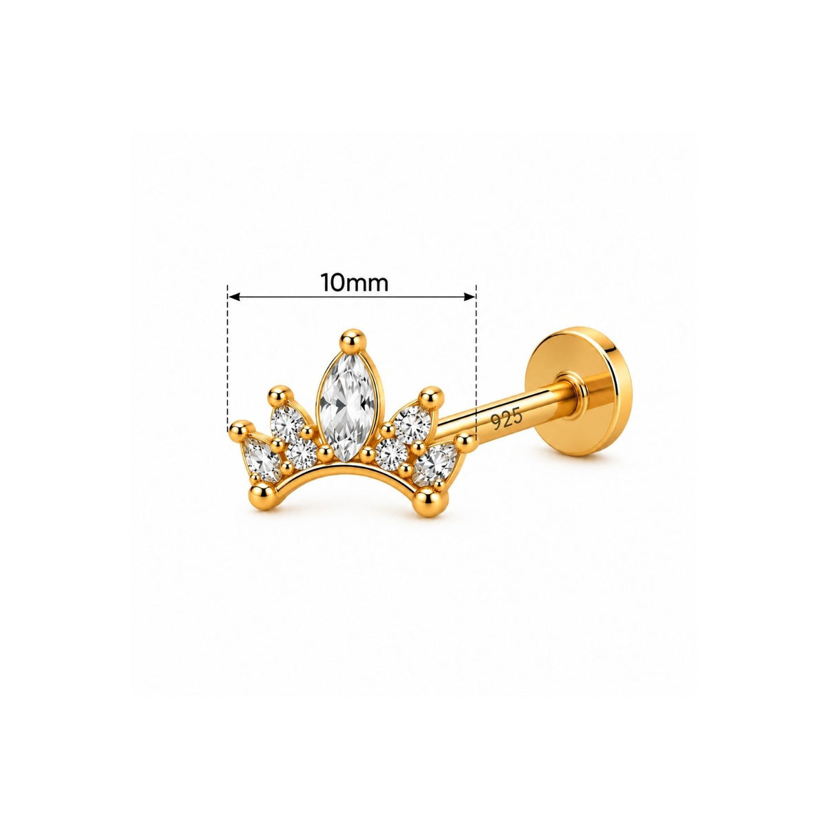Crown Nose Pin - 925 Sterling Silver