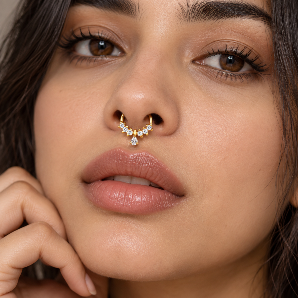 Teardrop Drop Faux Septum Nose Ring - 925 Sterling Silver