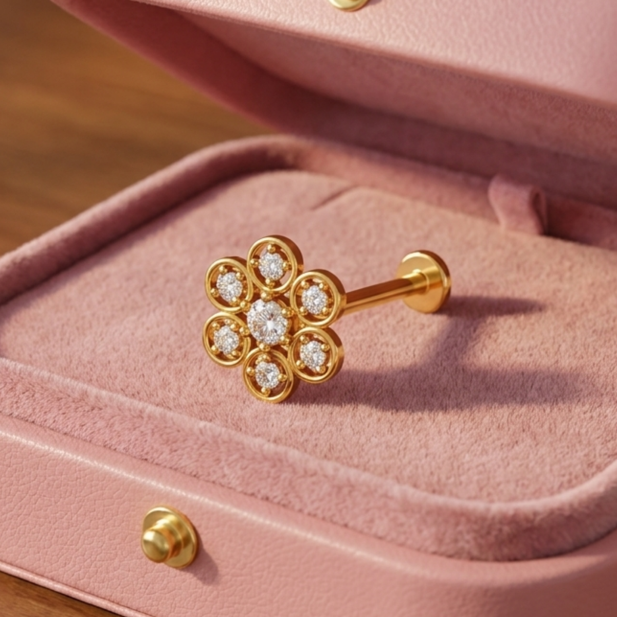 Floral Nose Pin - close-up detail