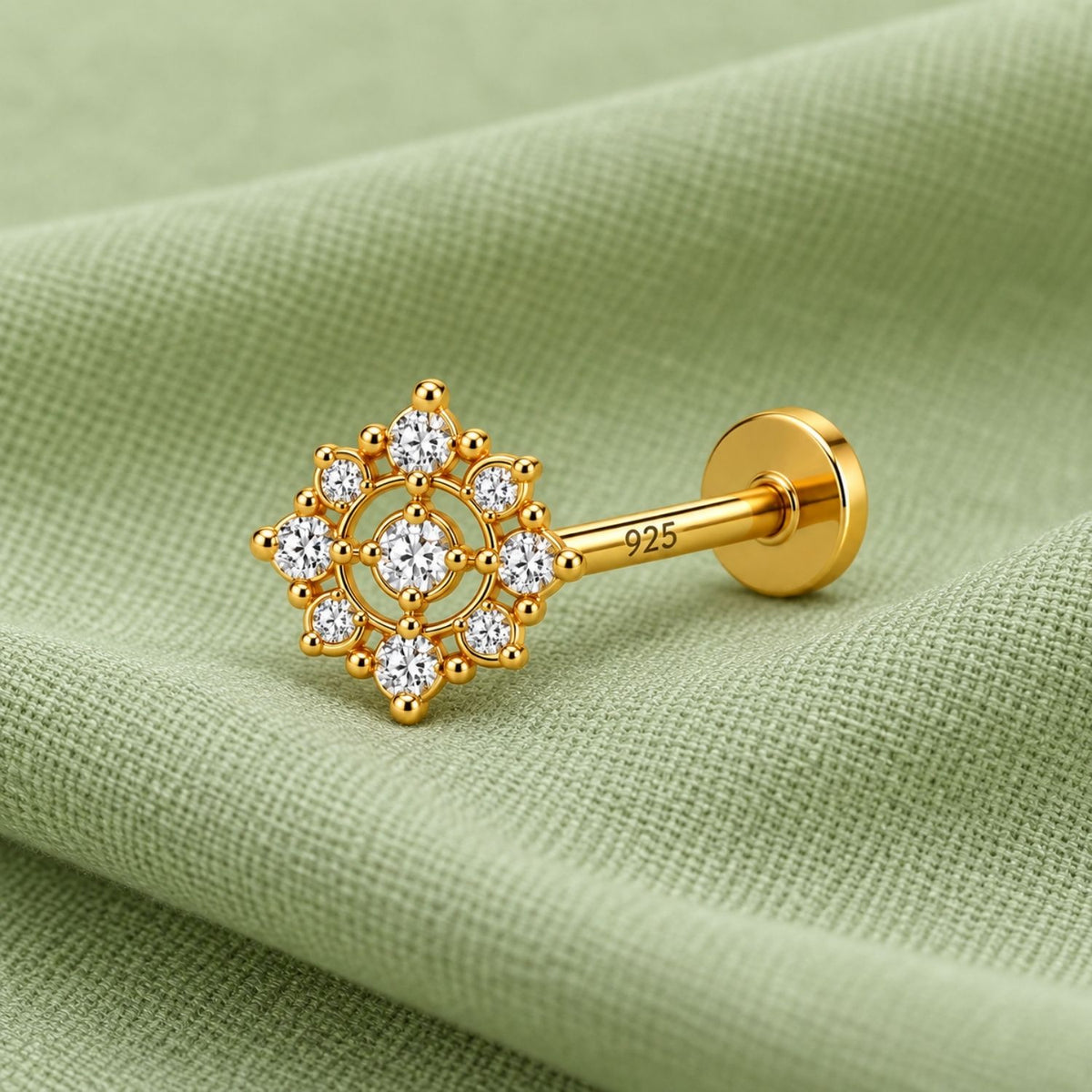 Concentric Flower Nose Pin - 925 Sterling Silver