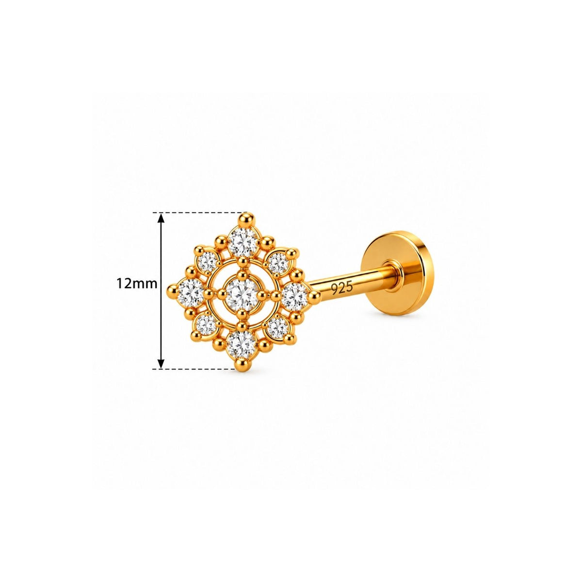 Concentric Flower Nose Pin - 925 Sterling Silver