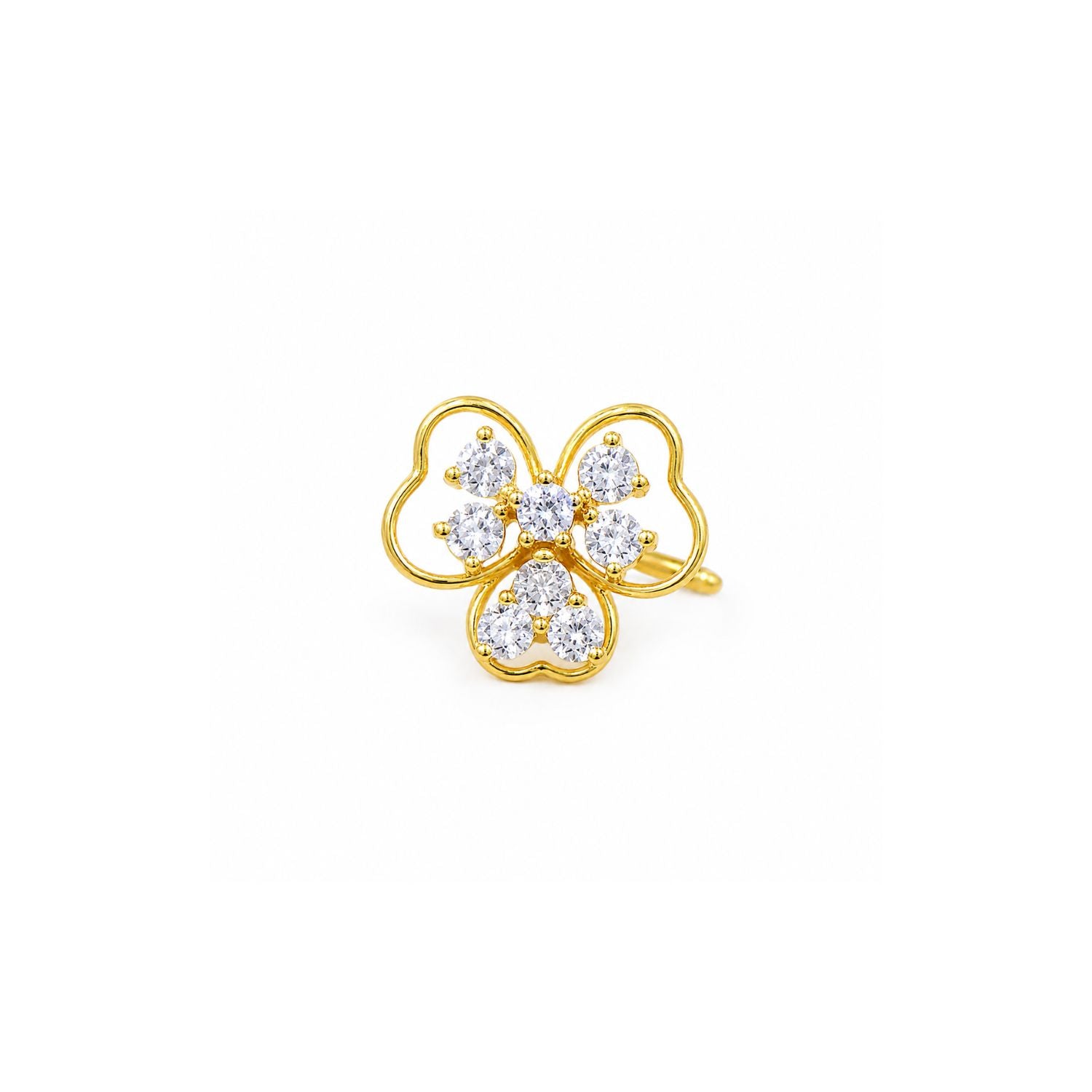 Three Petal Flower CZ Nose Pin 925 Sterling Silver