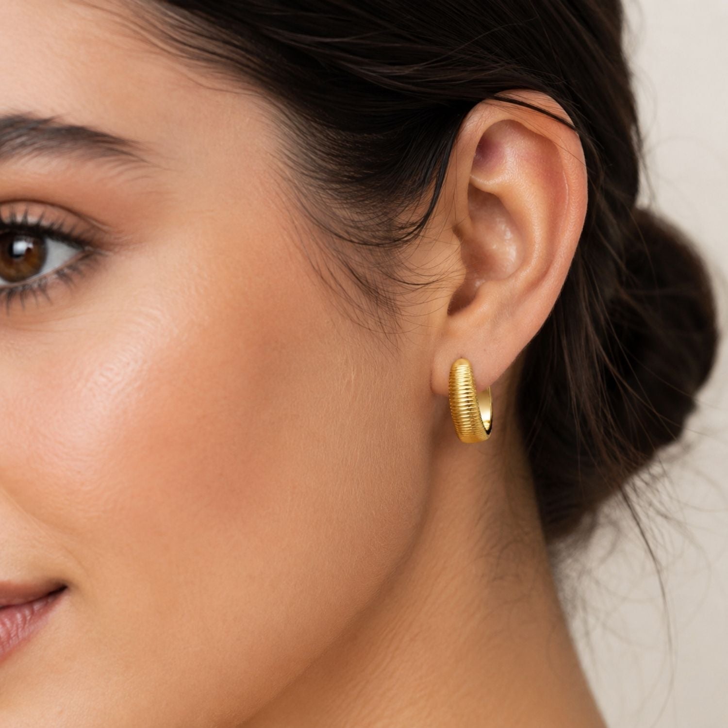 Big Lined Hoops - 925 Sterling Silver Gold Plated