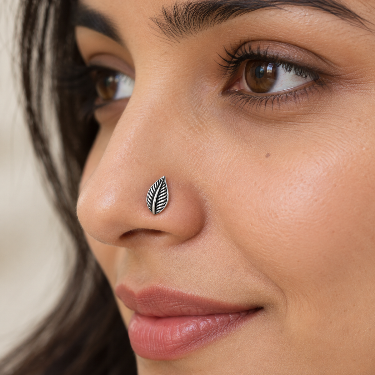 Leaf Nose Pin for Women - 925 Sterling Silver