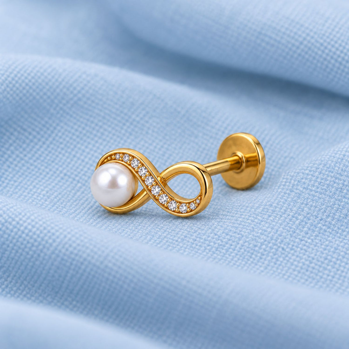 Pearl Infinity Nose Pin - 925 Sterling Silver