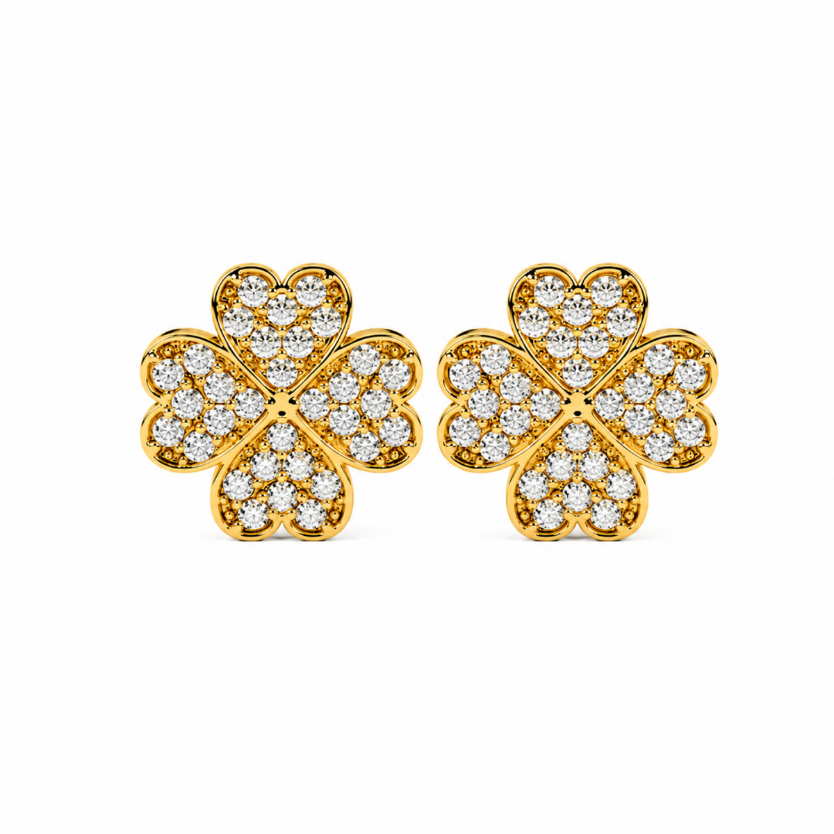 Pavé White Cz Four Leaf Clover Stud Earrings - 925 sterling silver earrings for women