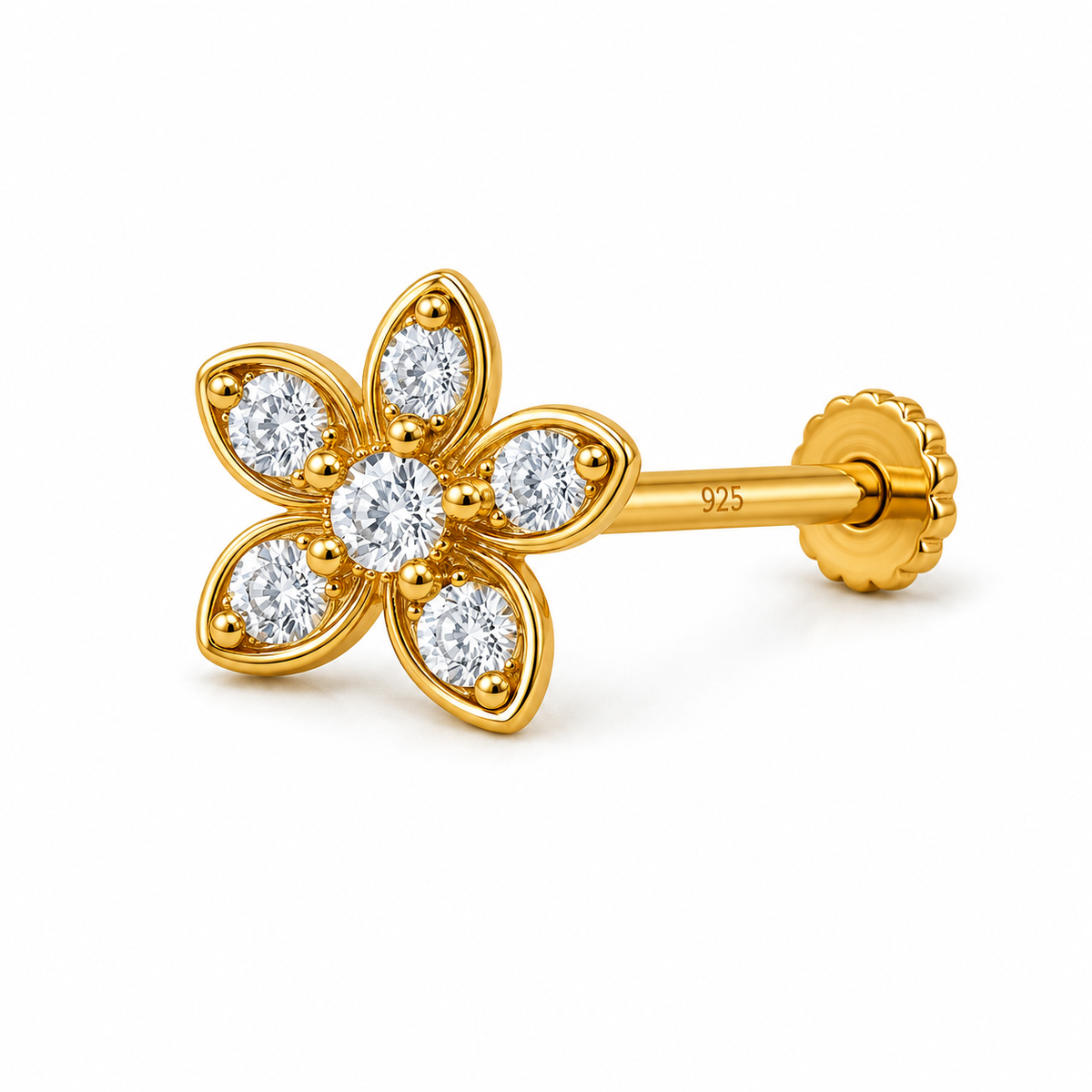 Six Petal Marquise Nose Pin - full length shot