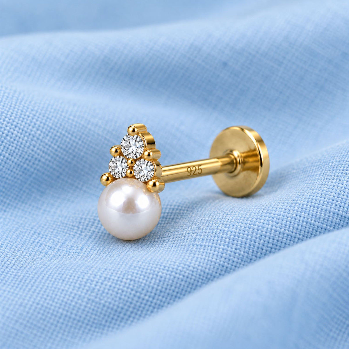 Pearl Trio Top Nose Pin - 925 Sterling Silver