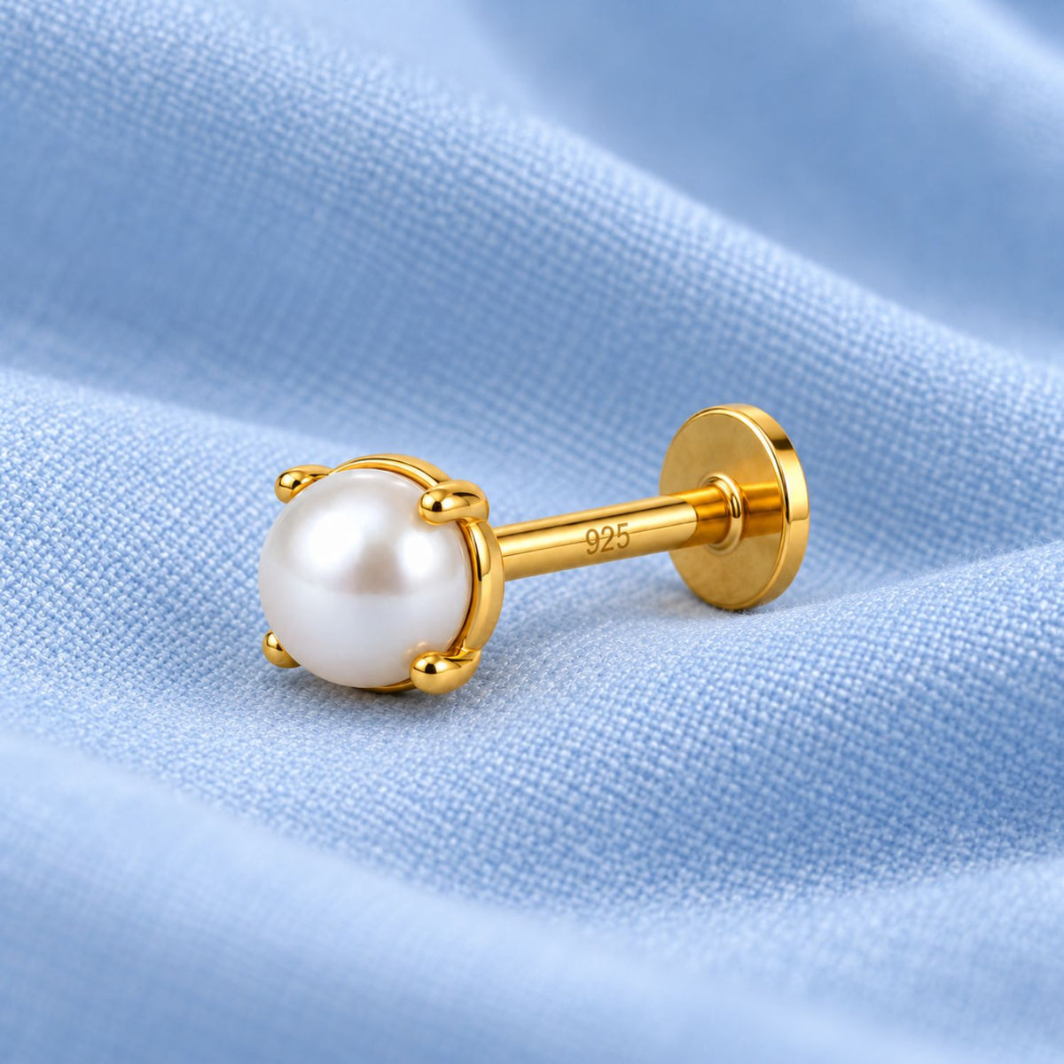 Pearl Solitaire Nose Pin - 925 Sterling Silver