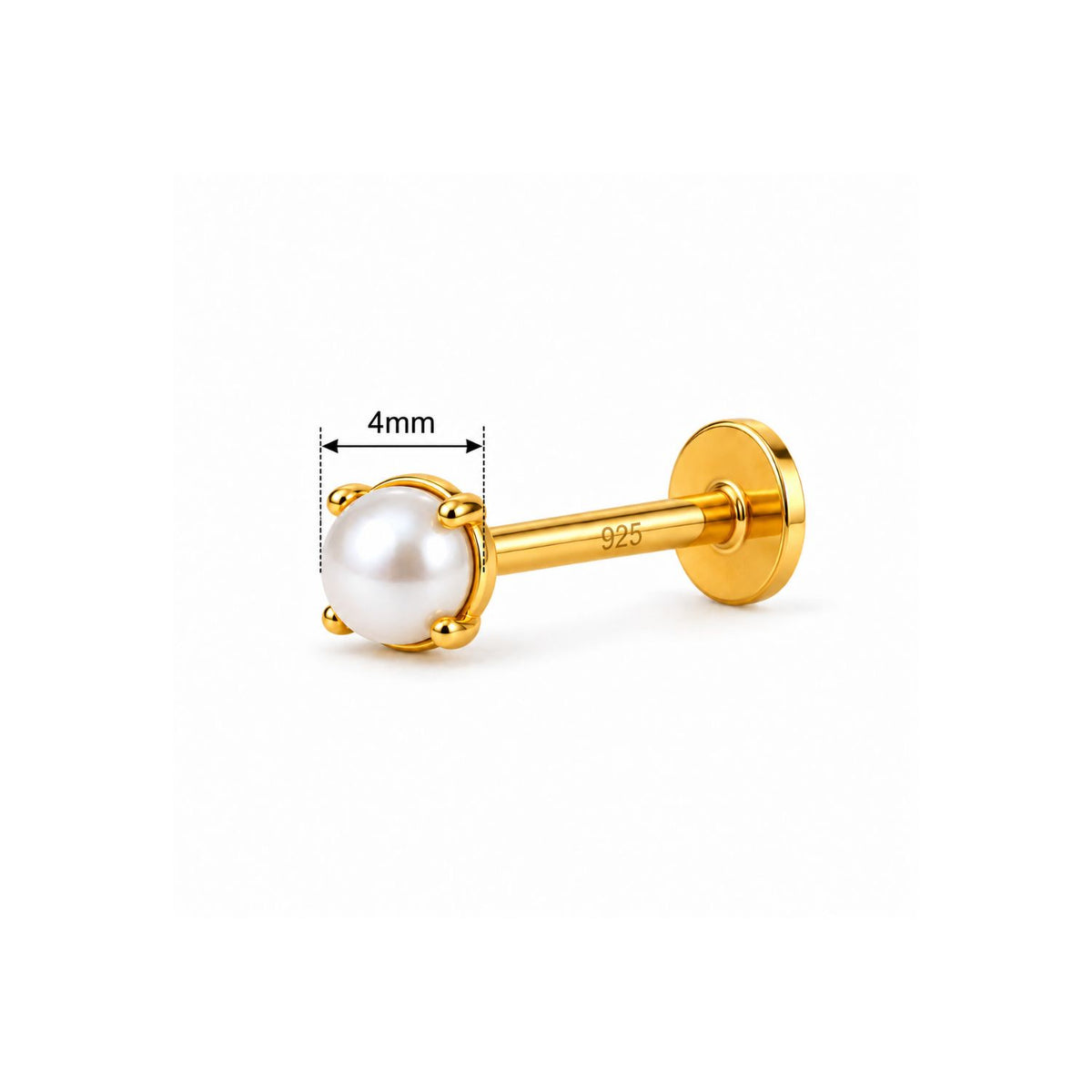 Pearl Solitaire Nose Pin - 925 Sterling Silver