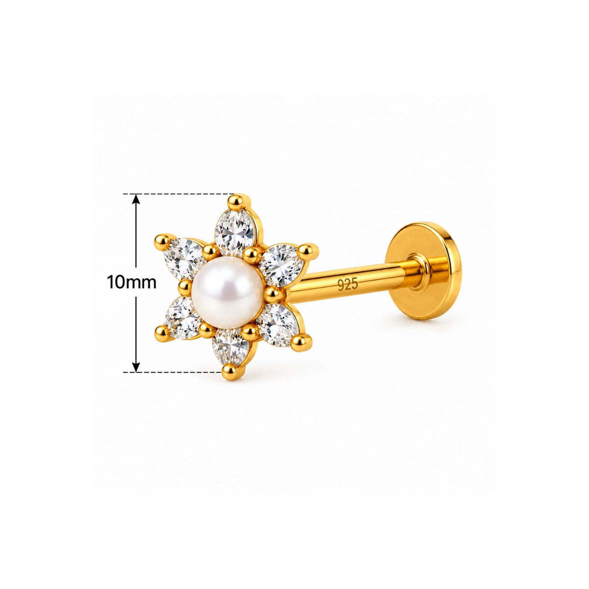 Pearl Flower Nose Pin - 925 Sterling Silver