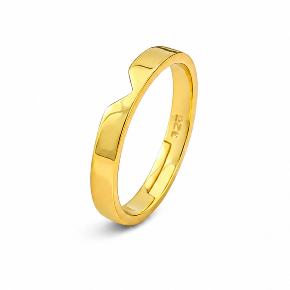 Gold Plated Curved Wave Band Ring in 925 sterling silver