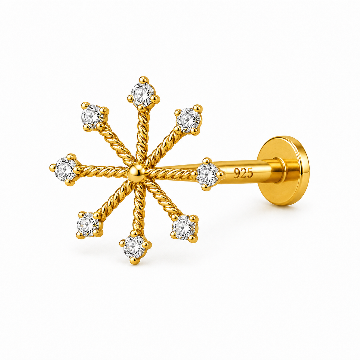 Twisted Spoke Nose Pin - back view with clasp