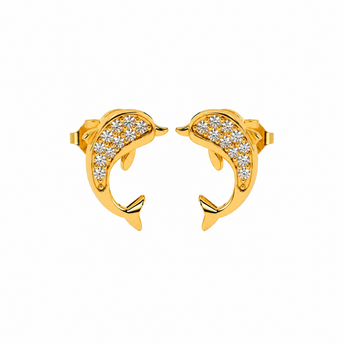 Pavé White Cz Dolphin Stud Earrings - 925 sterling silver earrings for women