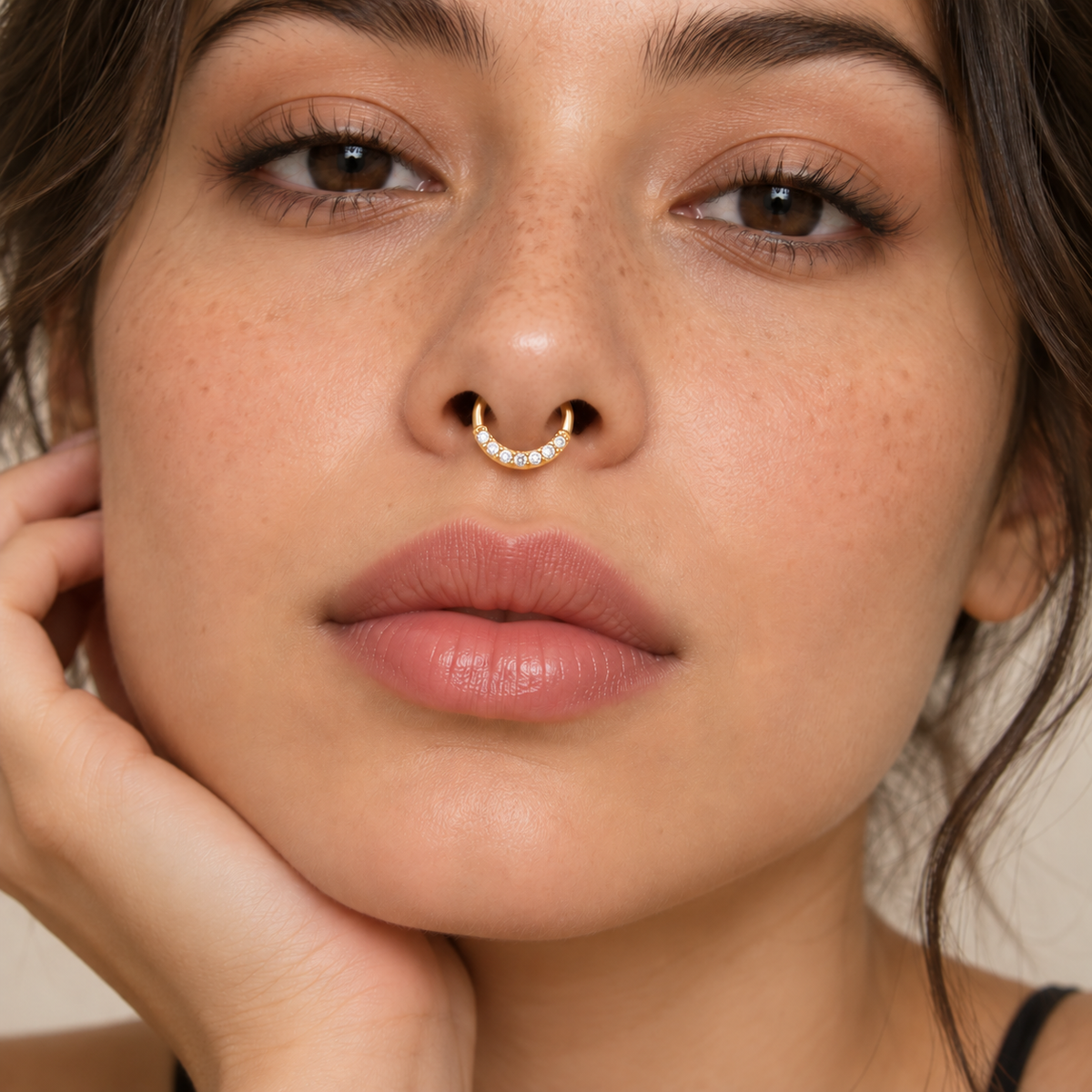 Round Faux Septum Nose Ring - 925 Sterling Silver