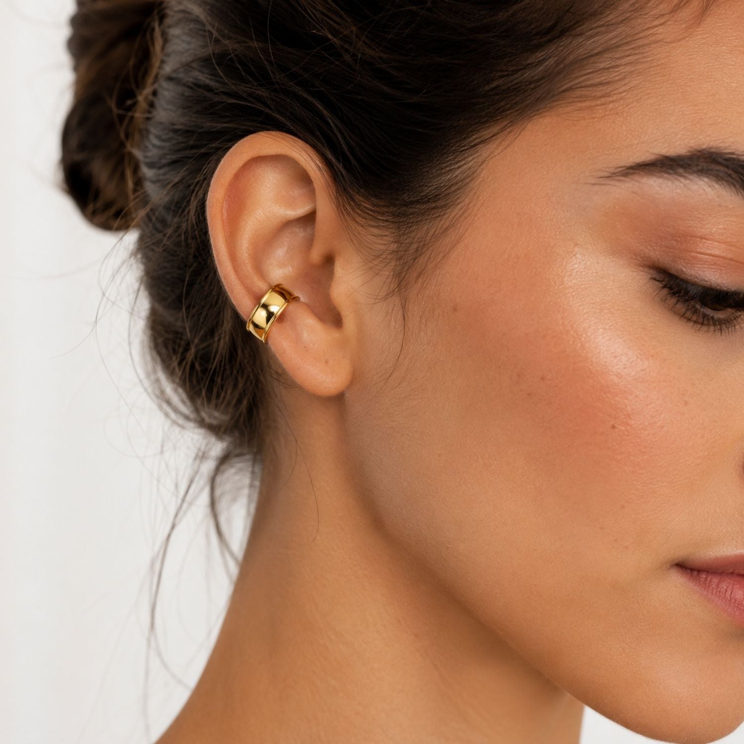 Hollow Dome Ear Cuff - 925 Sterling Silver Gold Plated