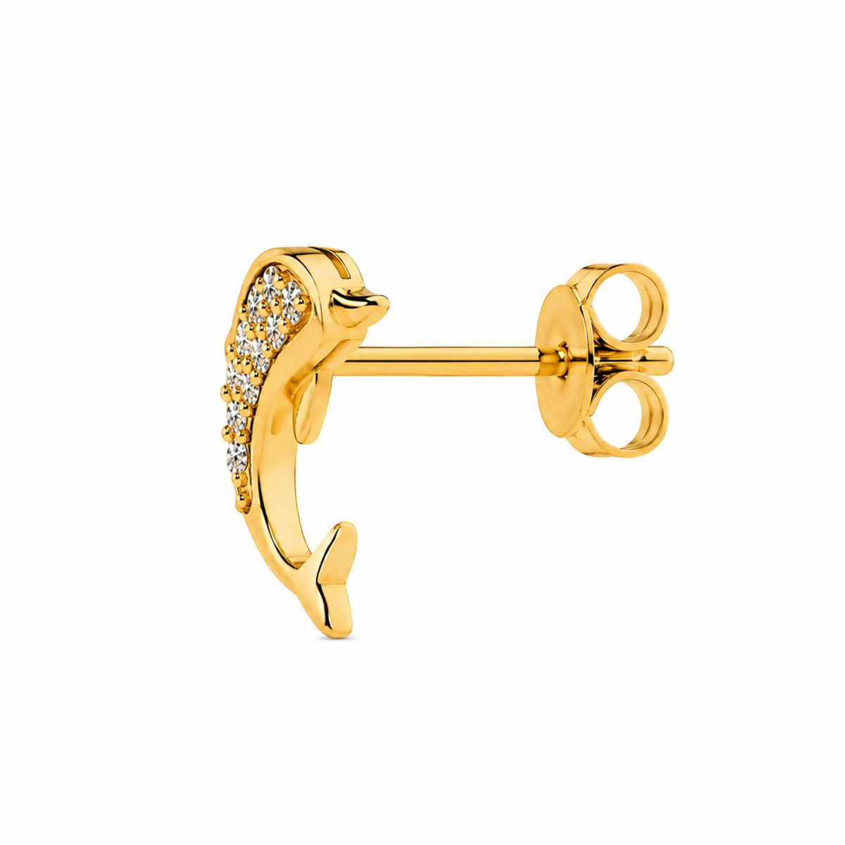 Pavé White Cz Dolphin Stud Earrings - 925 sterling silver earrings for women