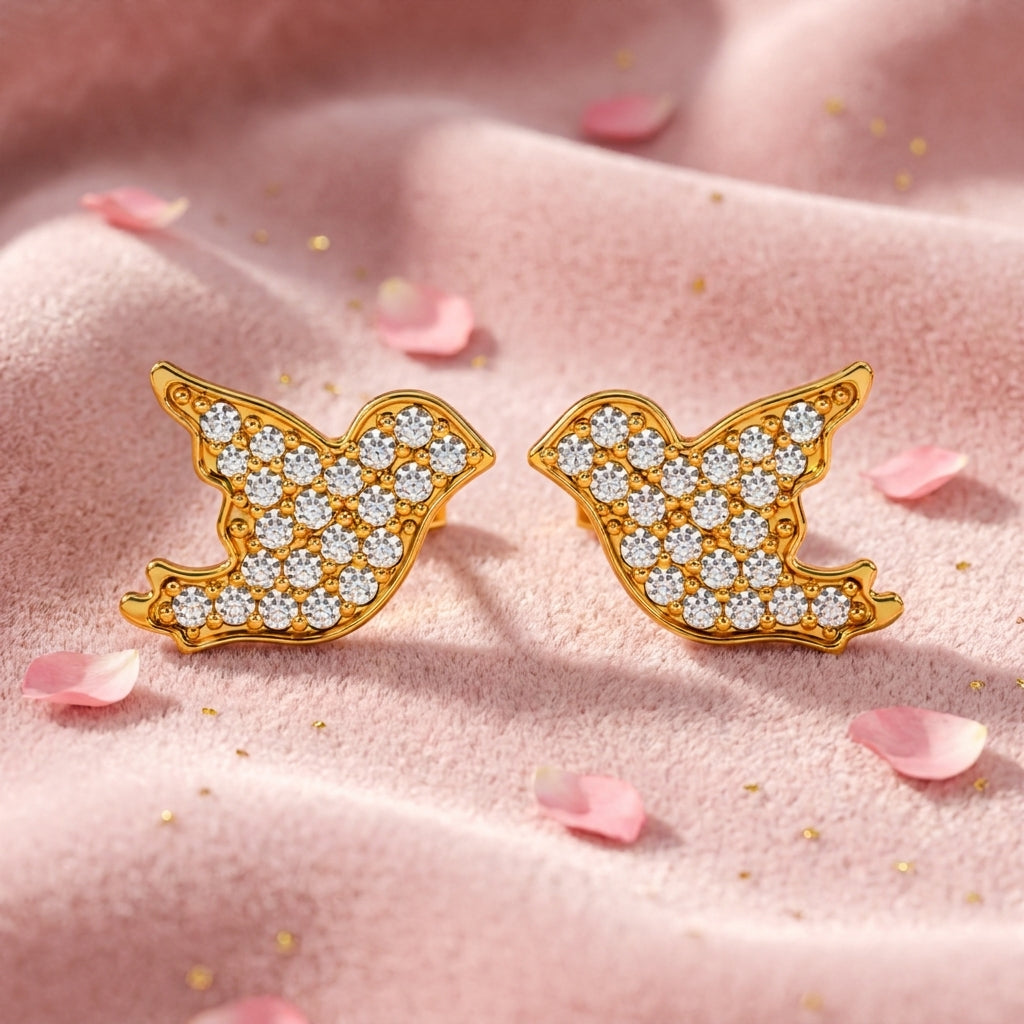 Pavé White Cz Bird Stud Earrings - 925 sterling silver earrings for women