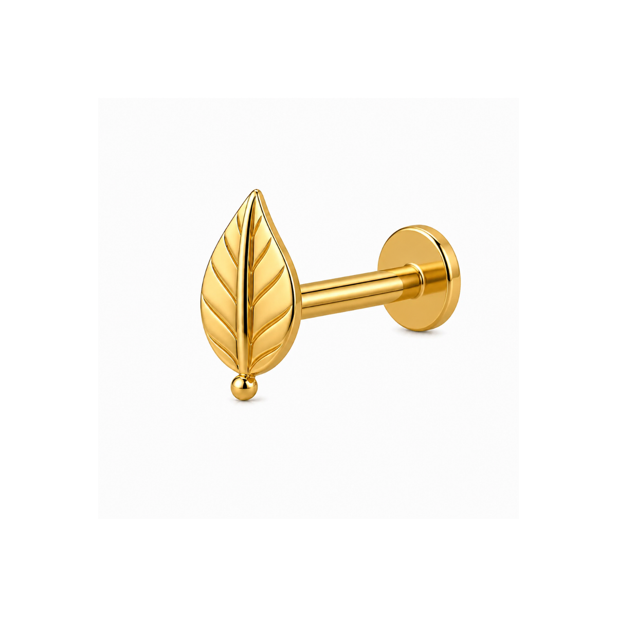 Minimalist Leaf Nose Pin - back view with clasp