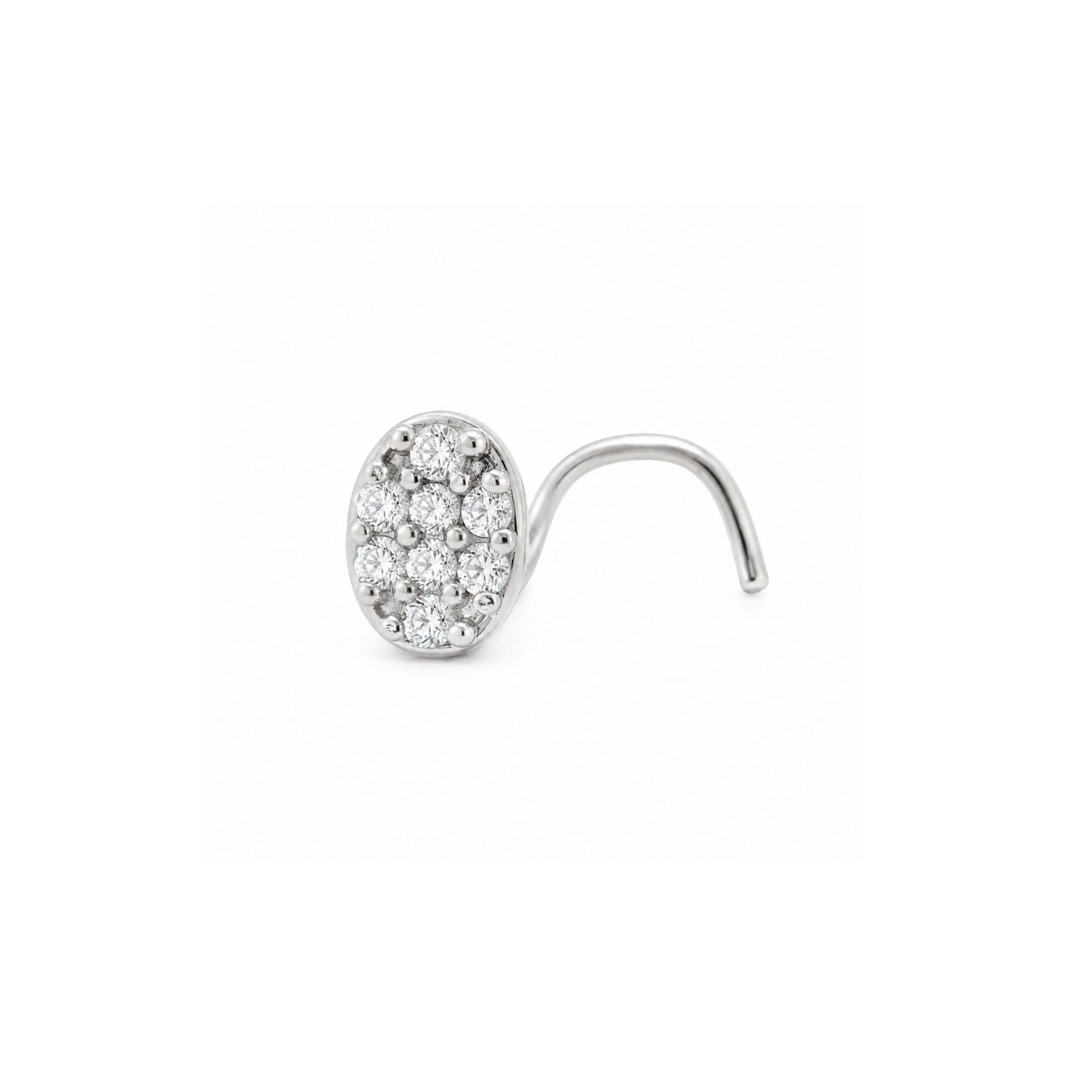Oval Pave CZ Nose Pin 925 Sterling Silver