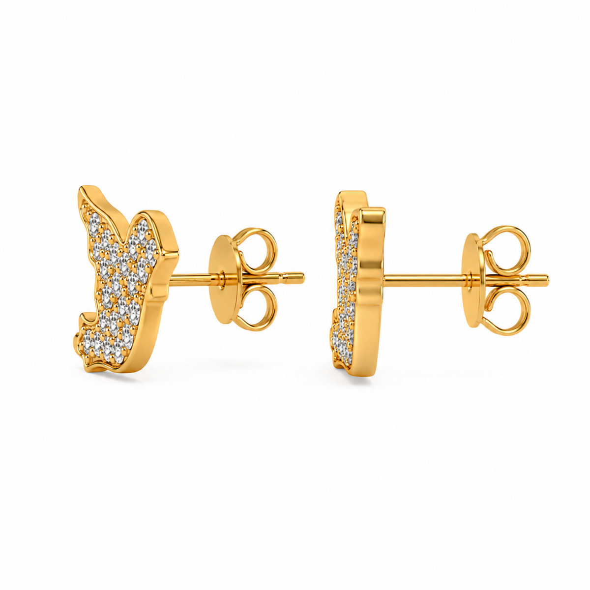 Pavé White Cz Bird Stud Earrings - 925 sterling silver earrings for women