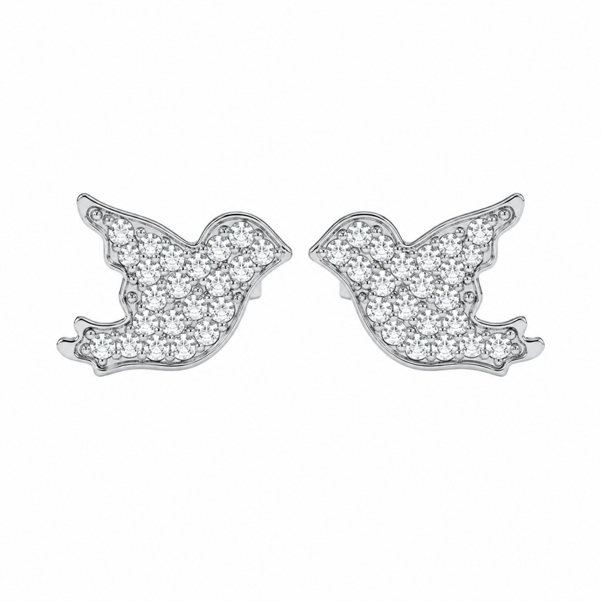 Pavé White Cz Bird Stud Earrings - 925 sterling silver earrings for women