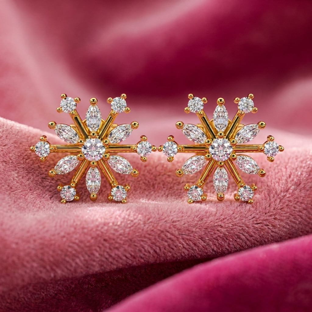 Marquise White Cz Snowflake Stud Earrings - 925 sterling silver earrings for women