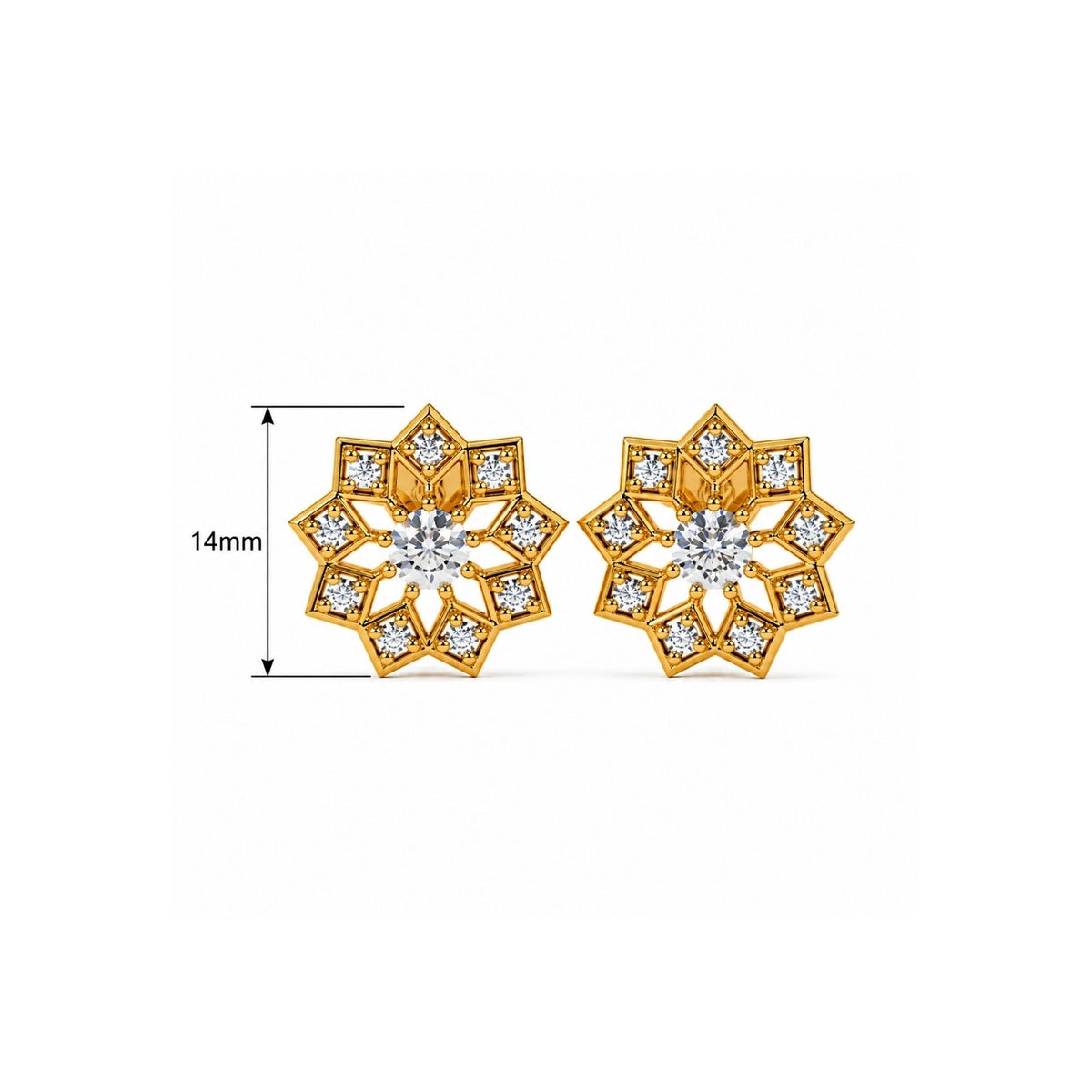 Star Mandala White Cz Cluster Stud Earrings for Women - 925 Sterling Silver