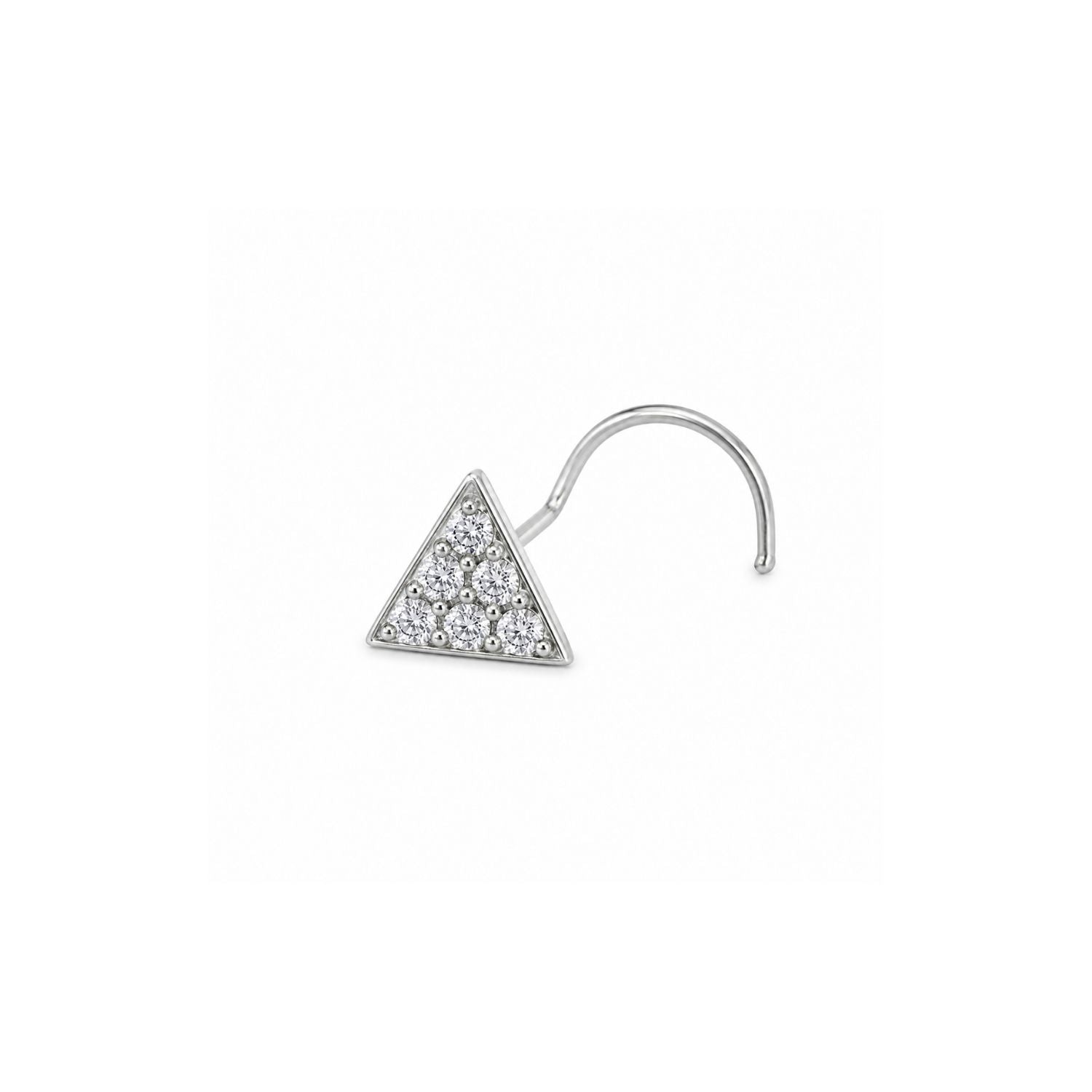 Triangle Pave CZ Nose Pin 925 Sterling Silver