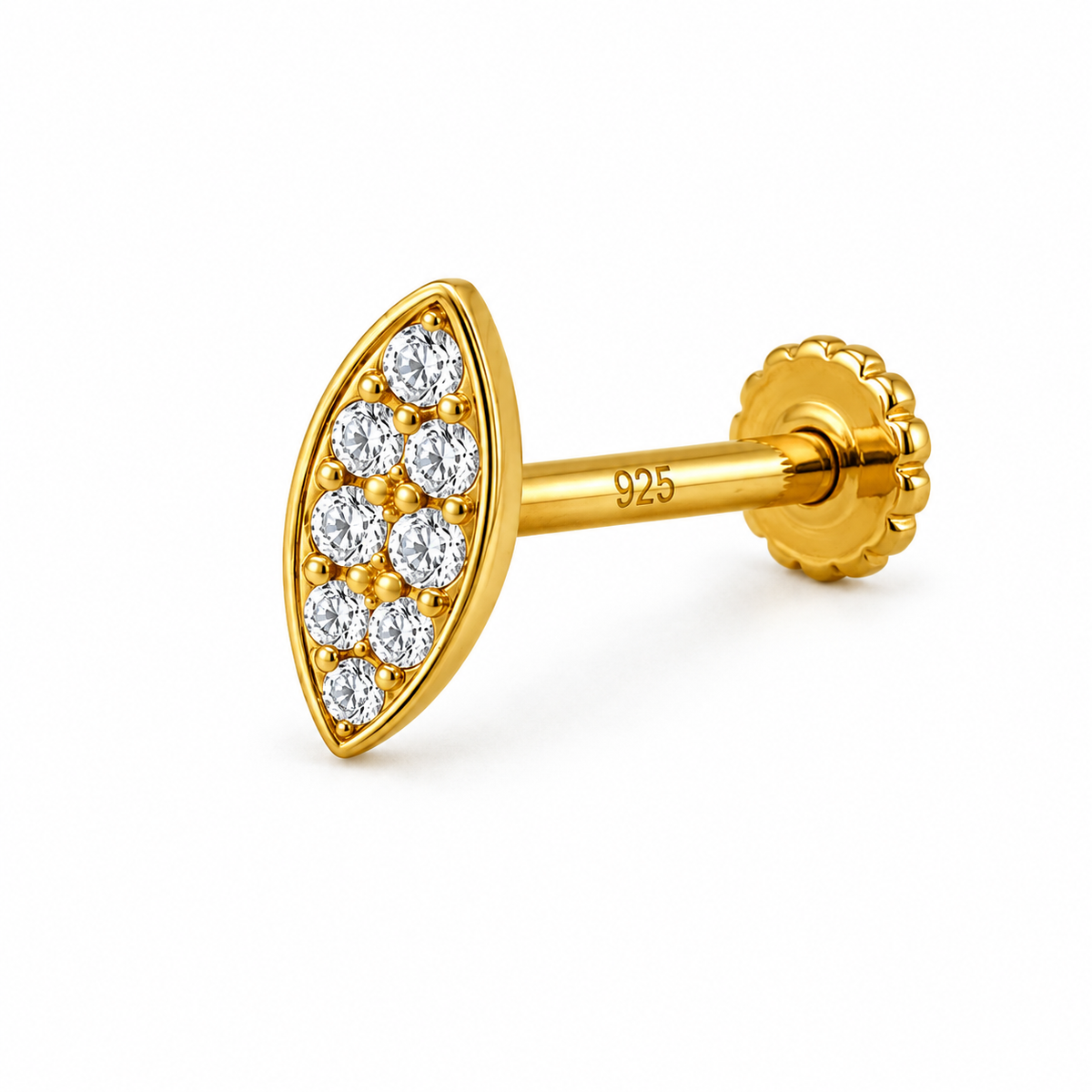 Leaf Pave Nose Pin - close-up detail