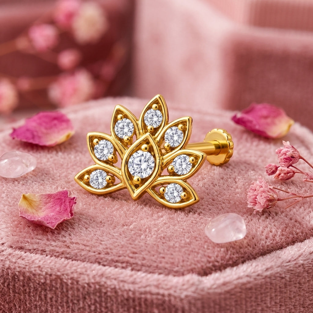 Lotus Petal Nose Pin - close-up detail