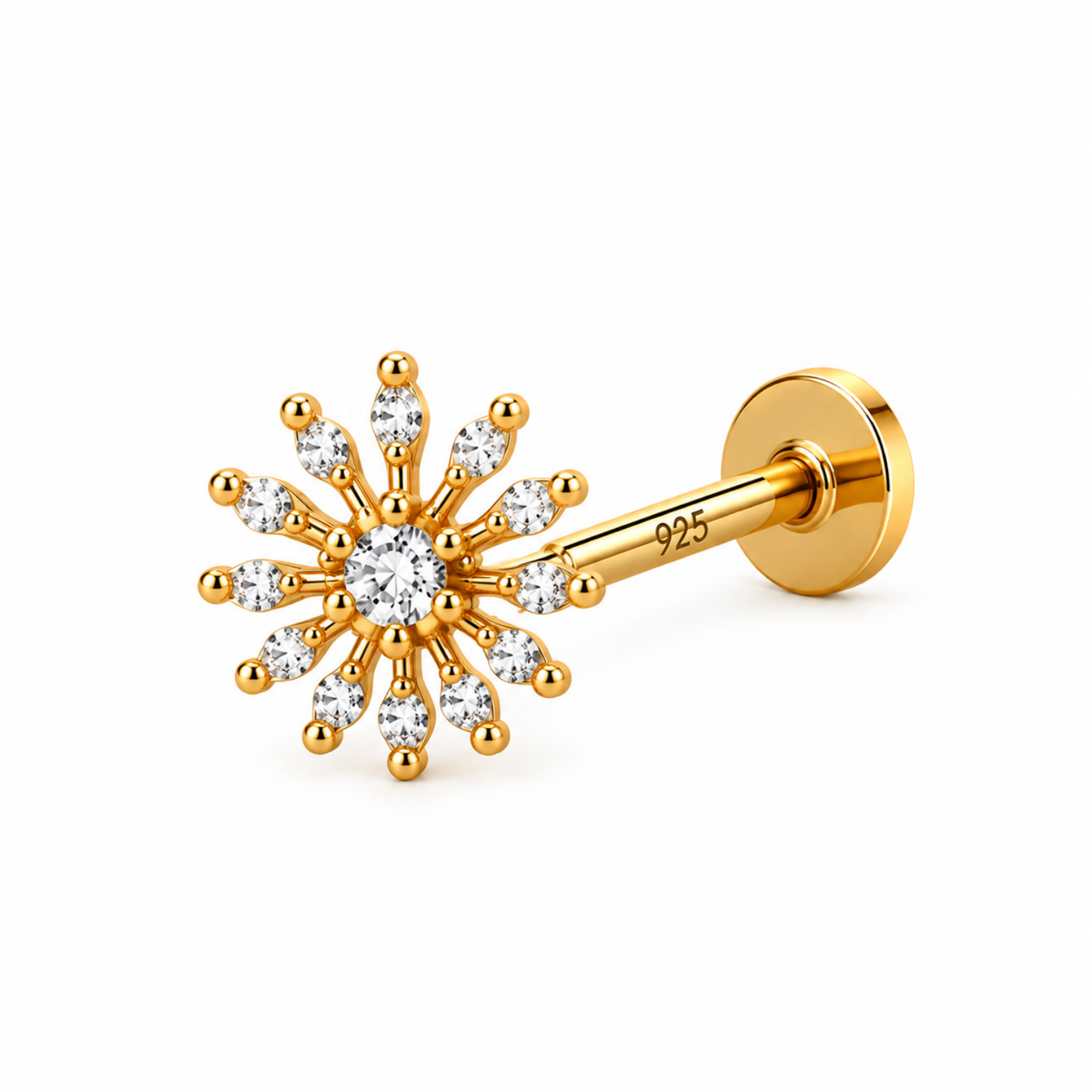 Starburst Nose Pin - 925 Sterling Silver