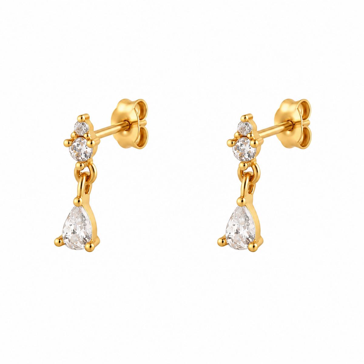 Teardrop White Cz Drop Screw-Back Stud Earrings - 925 sterling silver earrings for women