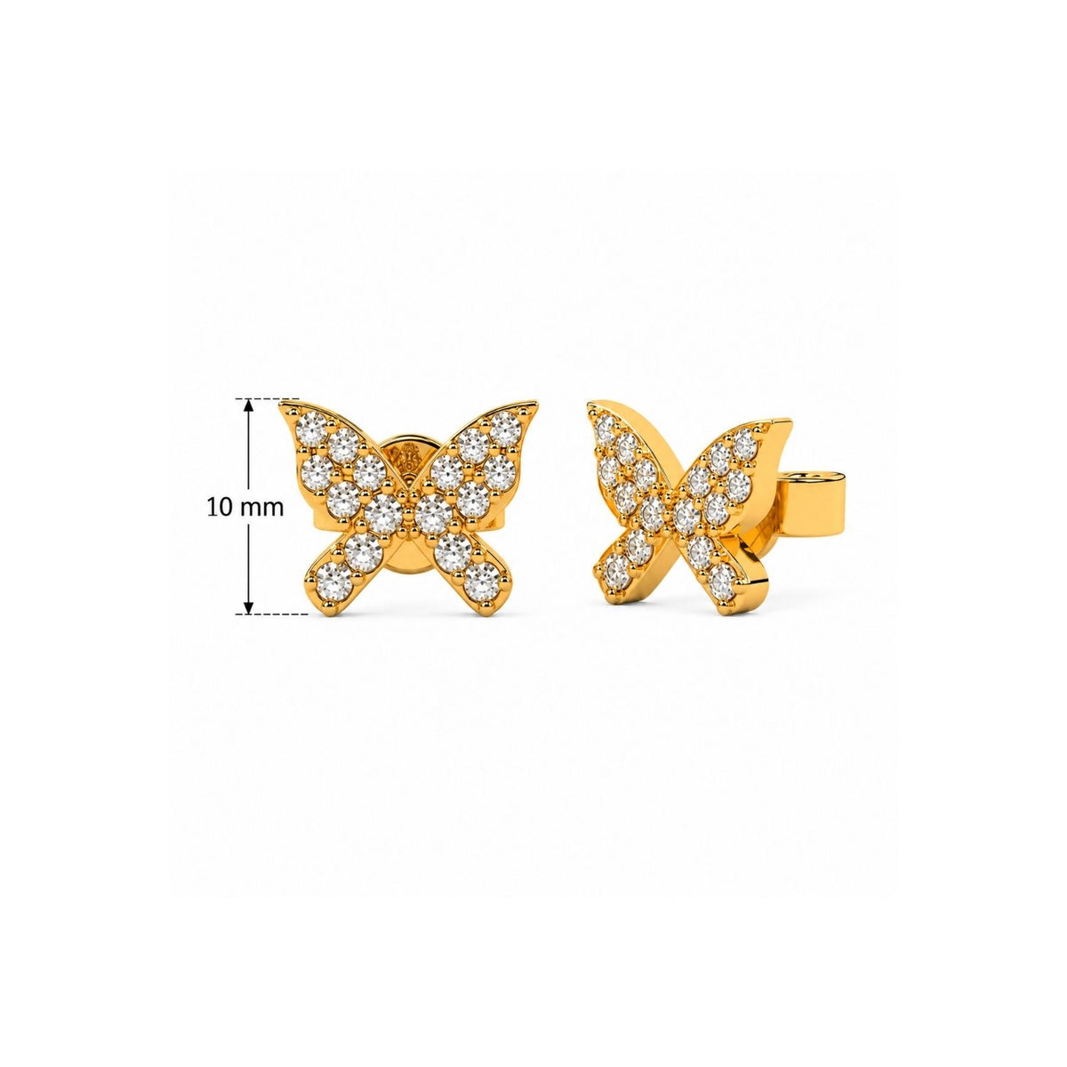 Pavé White Cz Butterfly Stud Earrings for Women - 925 Sterling Silver