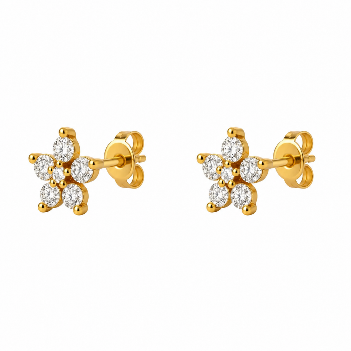 Flower Cluster White Cz Screw-Back Stud Earrings - 925 sterling silver earrings for women