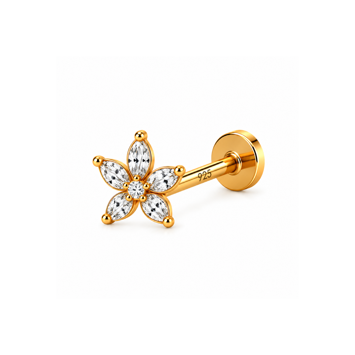 Marquise Star Flower Nose Pin - 925 Sterling Silver