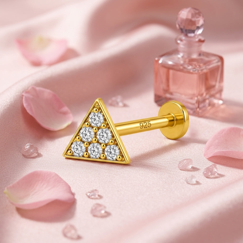 Triangle Pave Nose Pin - close-up detail